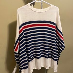 Navy and red striped sweater oversized